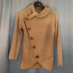 Warm beige sweater with wooden button detail size medium